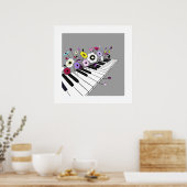Blooming Piano – Minimal Floral Music Poster (Keuken)
