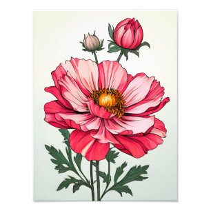 Blooming Pink Daisy Vrolijk Bloemontwerp Foto Afdruk