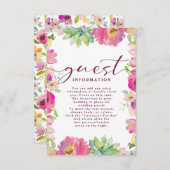 Blooming Pink Floral bruiloft gastinformatie Informatiekaartje (Voorkant / Achterkant)