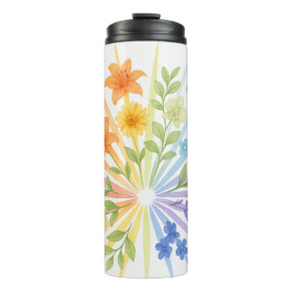 Blooming Radiance – Water Bottle with Rainbow Flow Thermosbeker