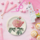  Blooming Roos 80e verjaardag PP Papieren Bordje (Feest)