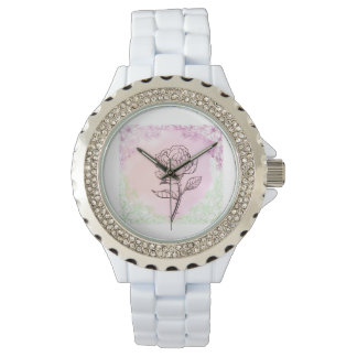 Blooming Rose White Ceramic Fashion Wrist Watch Horloge