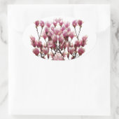 Blooming roze Magnolias Spring Flower Ovale Sticker (Tas)