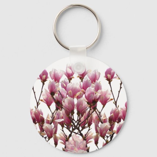 Blooming roze Magnolias Spring Flower Sleutelhanger (Voorkant)