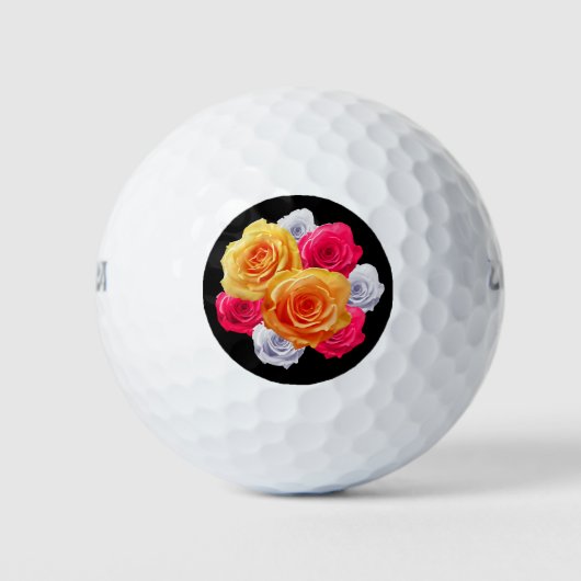 Blooming Rozen Motif Golf Balls Golfballen (Voorkant)