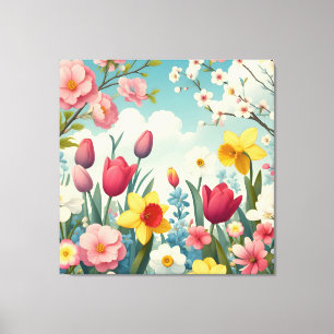Blooming Spring Flowers Canvas Afdruk
