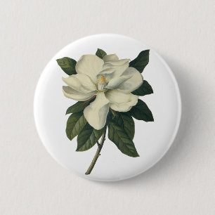 Blooming White Magnolia Blossom Flowers Ronde Button 5,7 Cm