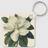  Blooming White Magnolia Blossom Flowers Sleutelhanger (Achterkant)