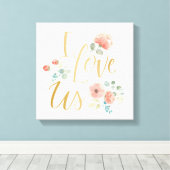 Blooming, wit | Ik hou van ons Canvas Afdruk (Insitu (Houten vloer))