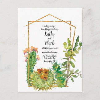 Blooming woestijncactus Geometric Wedding Briefkaart