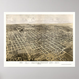 Bloomington, IL Panorama Map - 1867 Poster
