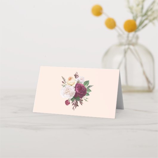  blooms bloemenbruiloft plaats kaart (Achterkant)