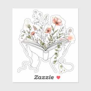 Blooms Book Botanische Lijn Kunst Vinyl Sticker