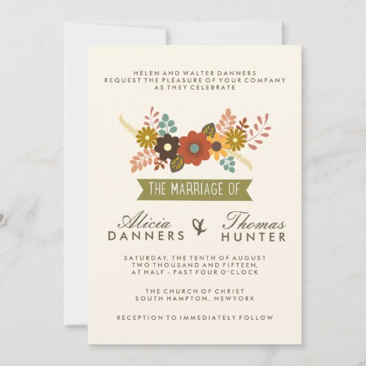 Blooms botaniques Invitations de mariage (Devant)