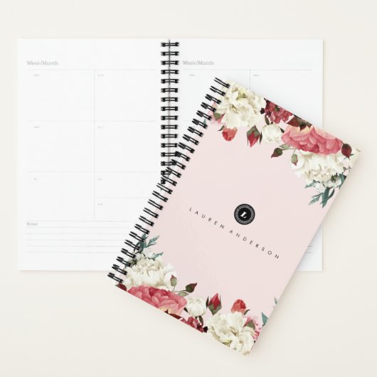 Blooms botaniques Rose Vintage Monogramme Planific (Devant avec enveloppe)