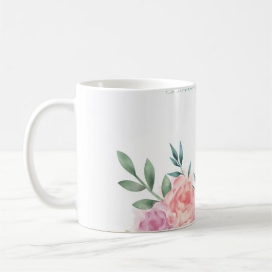 "Blooms dans une coupe : Mug d'élégance florale" (Gauche)