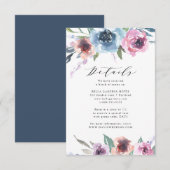 Blooms de minuit | Carte de détails Mariage (Devant / Derrière)