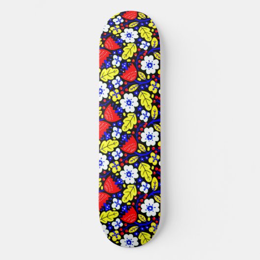 Blooms on Wheels: Levendig bloemenpatroon Skateboard (Voorkant)