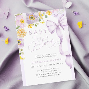 Blooms Purple Yellow Baby shower Invitation