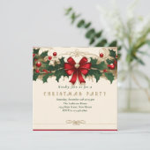 Blooms: Retro Kerstuitnodiging Feestdagenkaart (Staand voorkant)