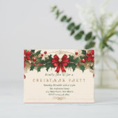Blooms: Retro Kerstuitnodiging Feestdagenkaart (Staand voorkant)