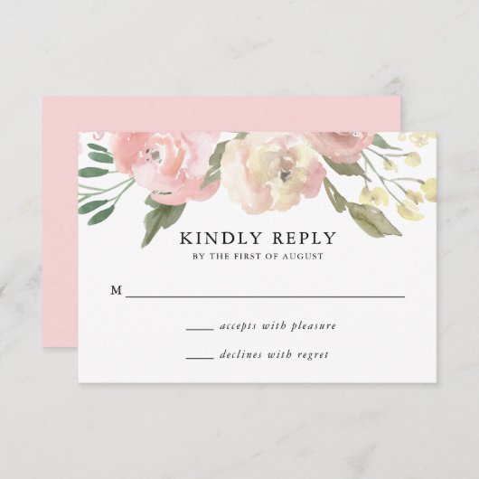 Blooms subtiles | Carte RSVP de mariage (Devant / Derrière)