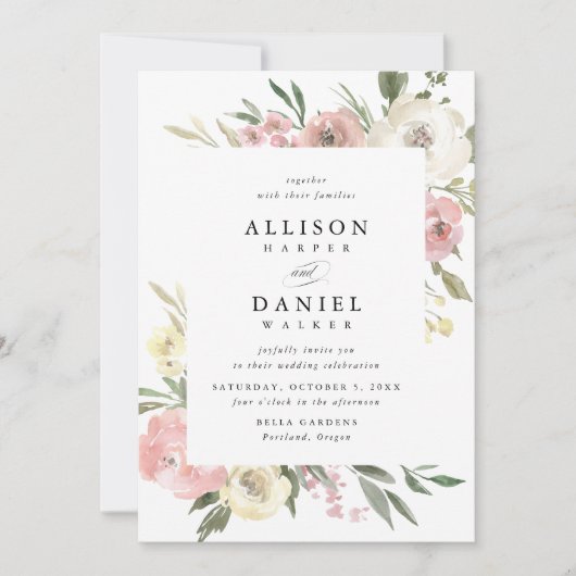 Blooms subtiles | Faire-part de mariage de cadre (Devant)