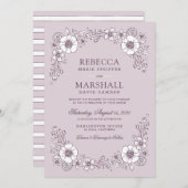 Blooms - uitnodiging voor een huwelijk met Paars (Voorkant / Achterkant)