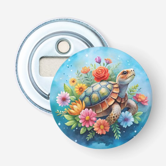Bloomschildpad Button Flesopener (Voorkant)
