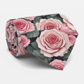 Bloomy Pink Roses Stropdas (Opgerold)