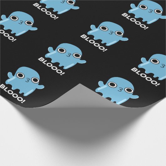 Blooo Funny Blue Ghost Pun Dark BG Cadeaupapier (Hoek)