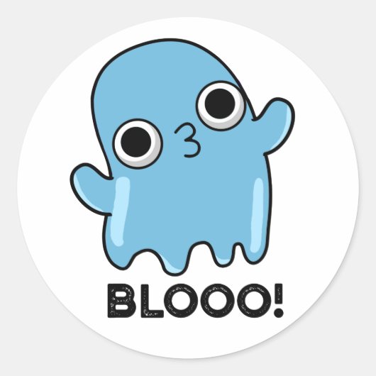 Blooo Funny Blue Ghost Pun Ronde Sticker (Voorkant)