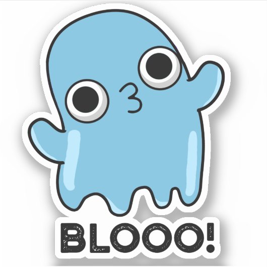 Blooo Funny Blue Ghost Pun Sticker (Voorkant)