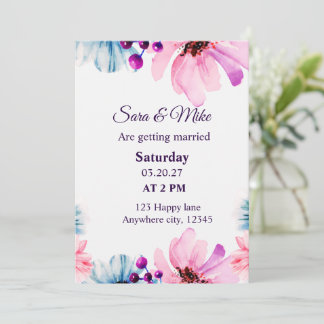 Bloos & Blauw Bloemend Save the Date Kaart