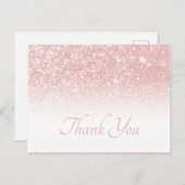 Bloos Roze Glitters Wit Ombre Dank je wel Briefkaart (Voorkant / Achterkant)