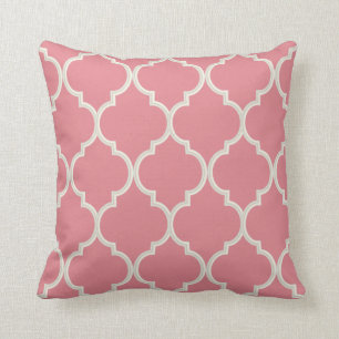 Bloos Roze & Wit Quatrefoil Patroon   Kleur DIY Kussen