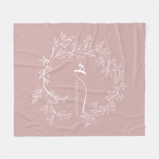 Bloos Stof Roze Moderne Script Meisjesachtige Mono Fleece Deken (Voorkant (Horizontaal))