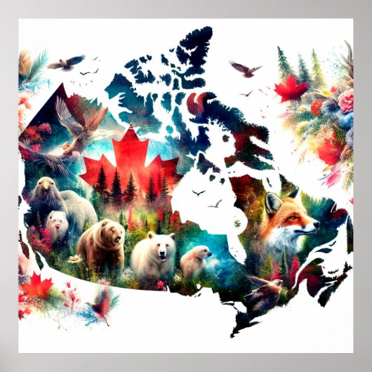 Blootstelling van dieren en Canada Map Poster (Voorkant)