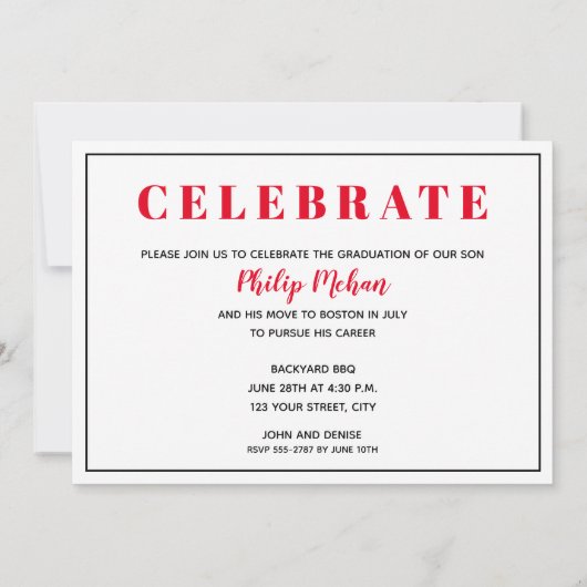 Bloquer Les Invitations De La Fête De Diplôme De P (Dos)