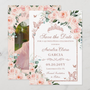 Blos Bloemen Zoet 16 Roos Goud Quinceañera Foto Save The Date