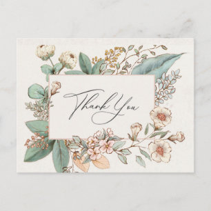 blos bloemendustig roze babyshower bedankt briefkaart