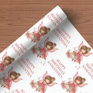 Bloshe Feeënmeisje Whimsical Bloemige Verjaardag Cadeaupapier