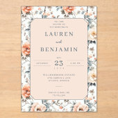 Blossom and Vow Wedding Acryl Uitnodigingen (Voorkant)