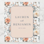 Blossom and Vow Wedding Wijn Etiket (Enkel label)
