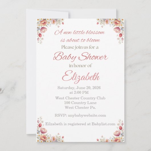 Blossom Baby Shower Invitation (Devant)