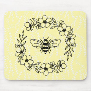 Blossom Bee Wreath Yellow Floral Muismat