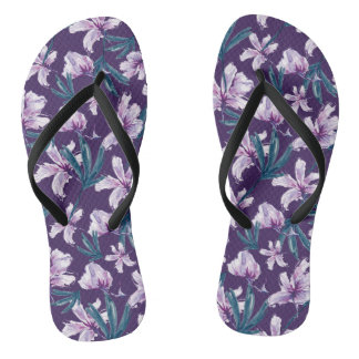 Blossom Bliss op Donker Paarse Teenslippers