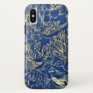 Blossom Blue Glitter iPhone X Hoesje