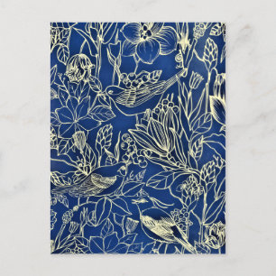 Blossom Blue Glitter Feestdagenkaart