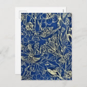 Blossom Blue Glitter Feestdagenkaart (Voorkant / Achterkant)